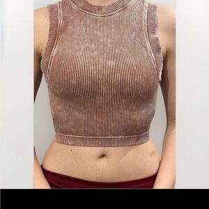 Zenana washed ribbed knit double layer Sleeveless Crop Top Sz L/XL